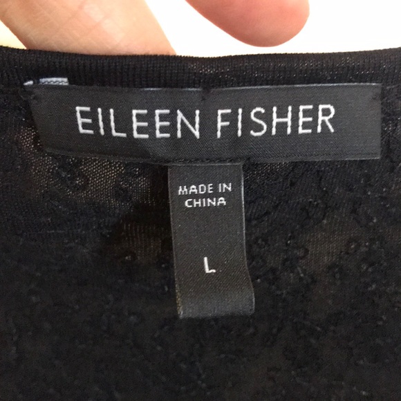 MINT Eileen Fisher Black SILK Sequin Cocktail Dress Sz L - Picture 3 of 5